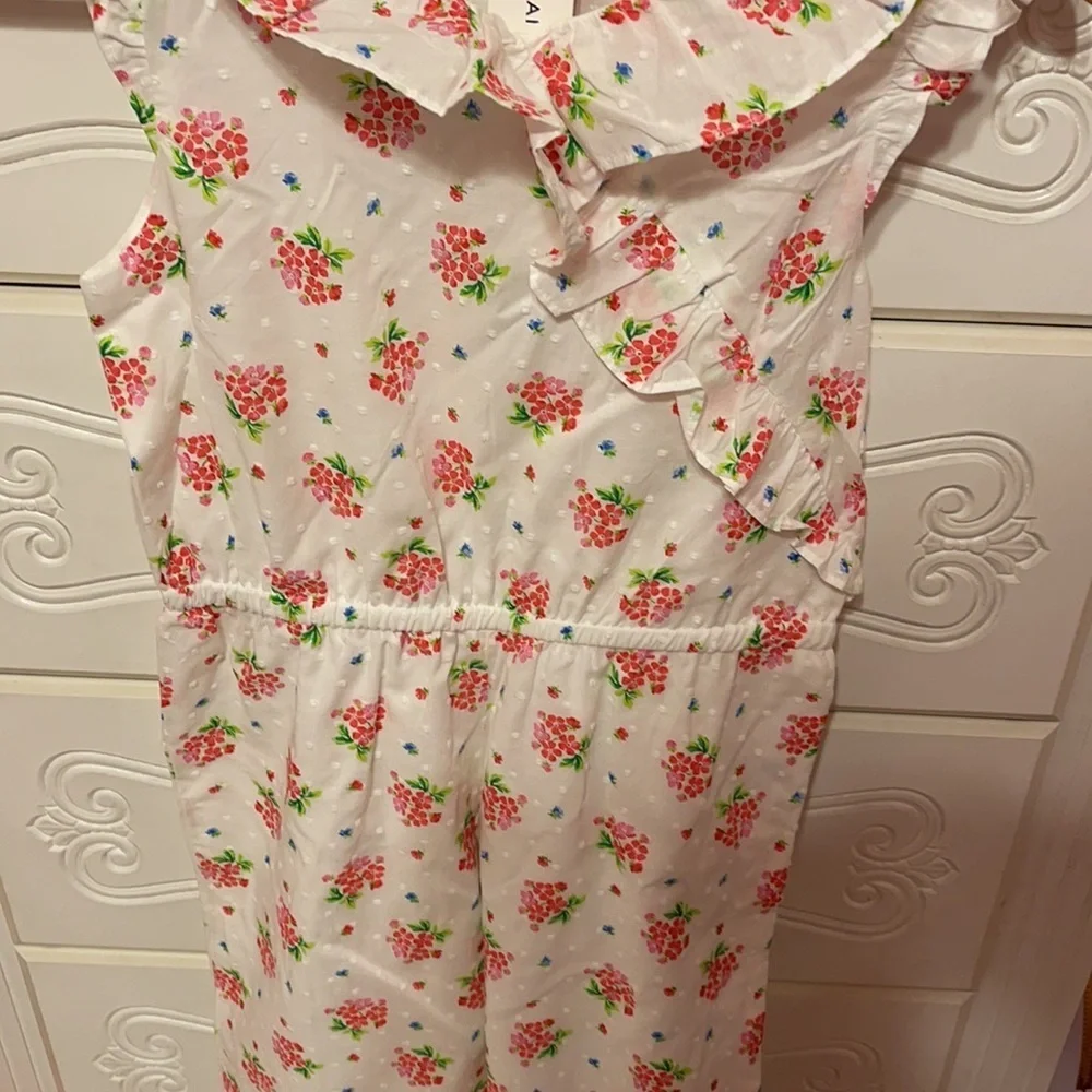 🌸Janie and jack girls one piece romper/jumpsuits Swiss dot floral size 12NWT..